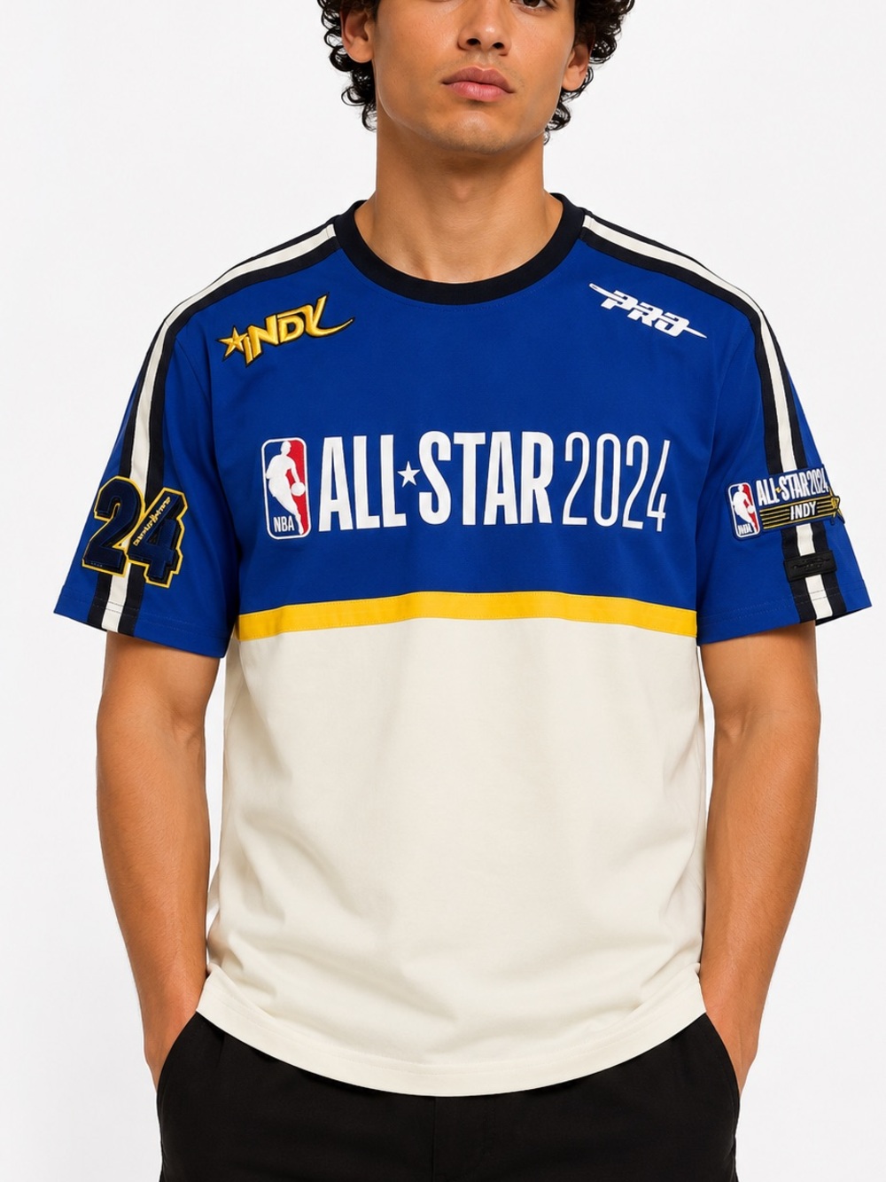 Pro Standard NBA All-Star 2024 Indy Graphic‎ T-Shirt Blue Cream Men’s Medium NWT